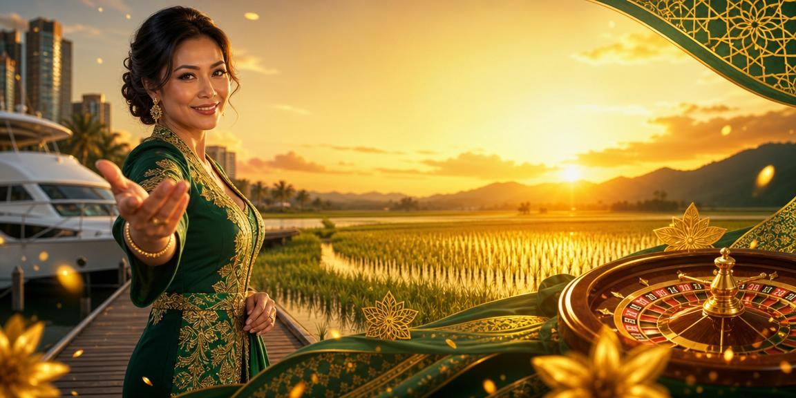 Meja roulette dengan suasana Kedah dan busana melayu tradisional
