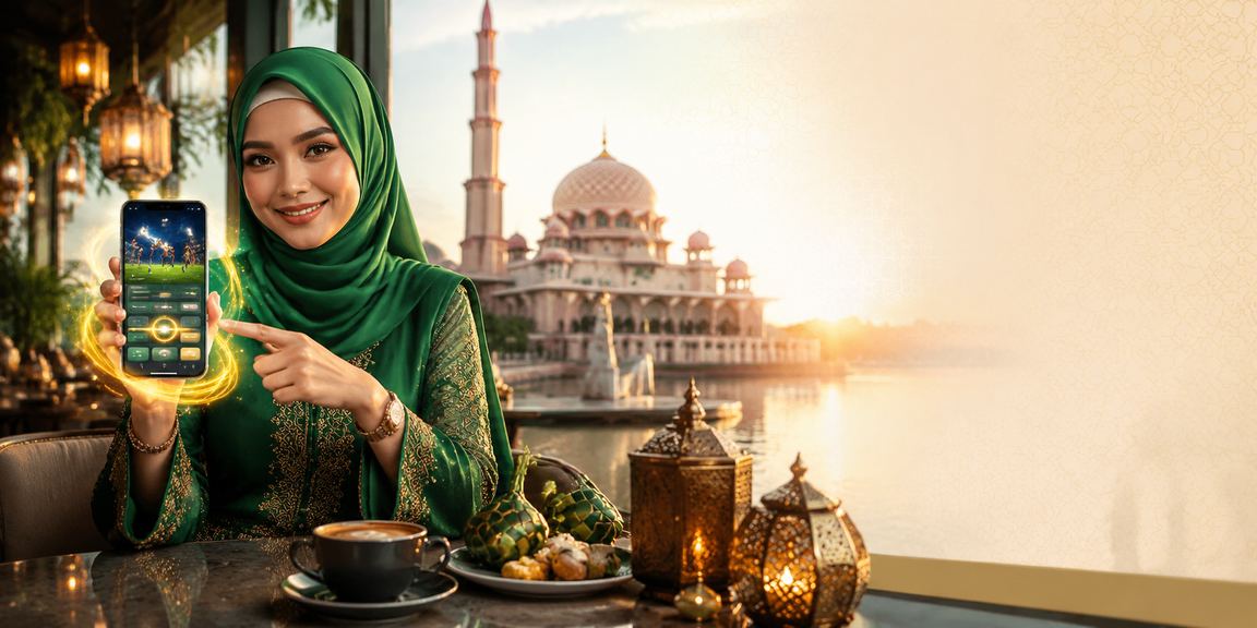 Pengguna eb04 di Putrajaya mengakses pertaruhan kriket dari telefon semasa Hari Raya